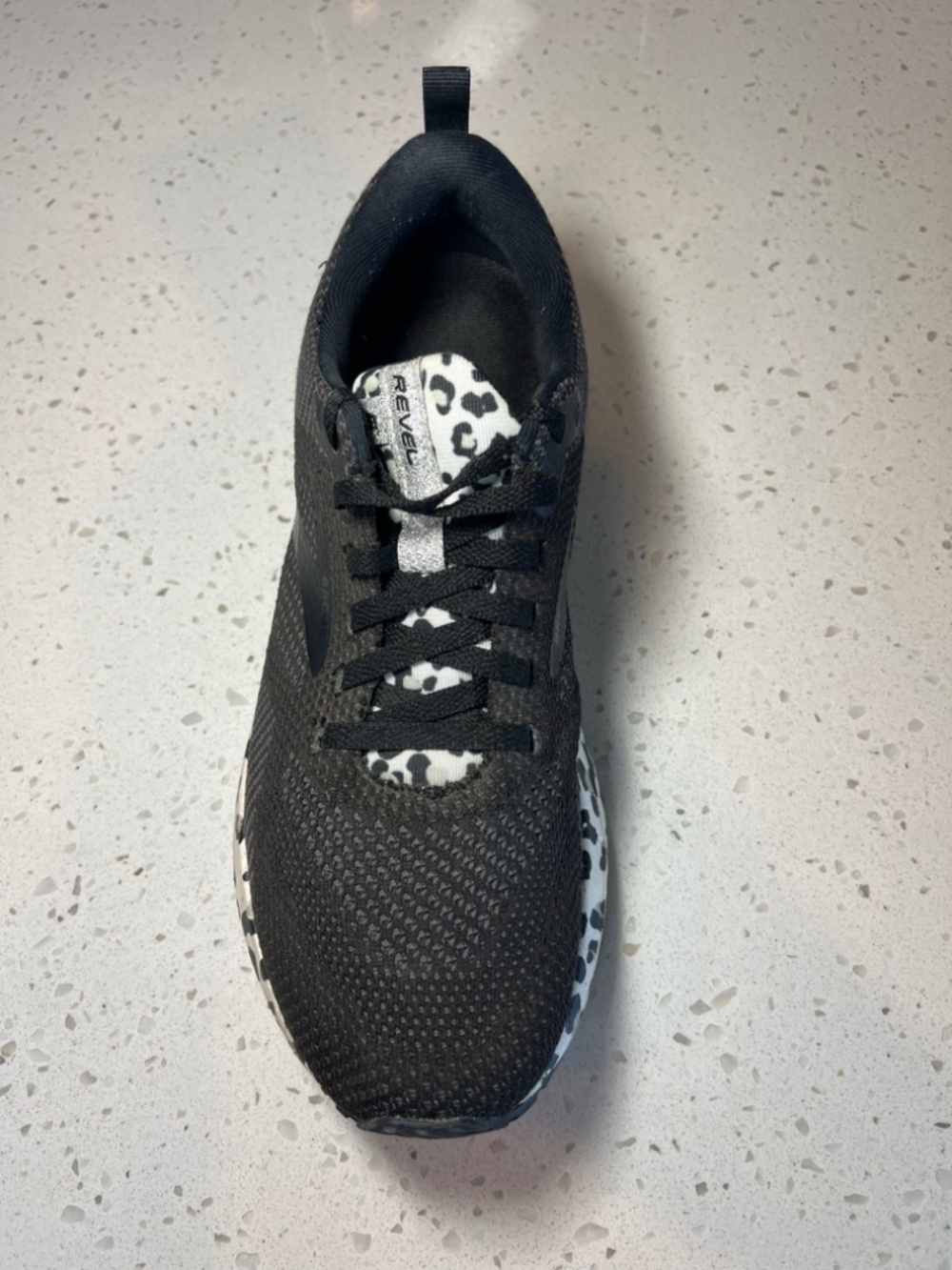 Brooks Revel 5 Snow Leopard Print Running Shoes Black White Athletic Laces Sz 9B - Picture 12 of 15